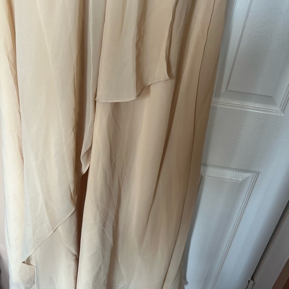 Gold Asymmetrical Ruched Maxi Dress Sweetheart Neckline - Picture 4 of 5